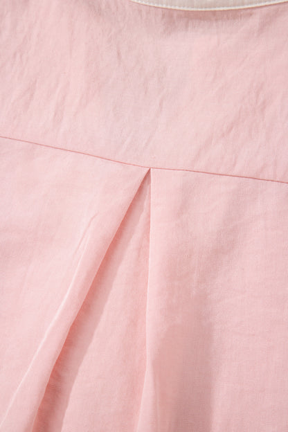 Scallop Trim Colorblock Puff Sleeve Mini Dress