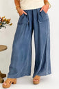 Plus Size Denim Chambray Pocketed Pants