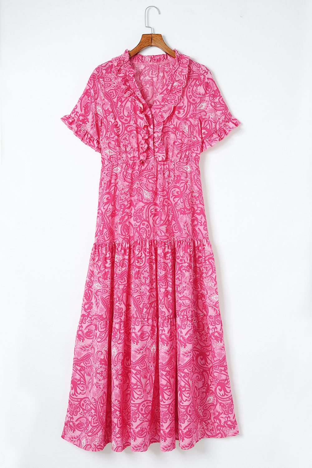 Paisley Ruffle Tiered Maxi Dress