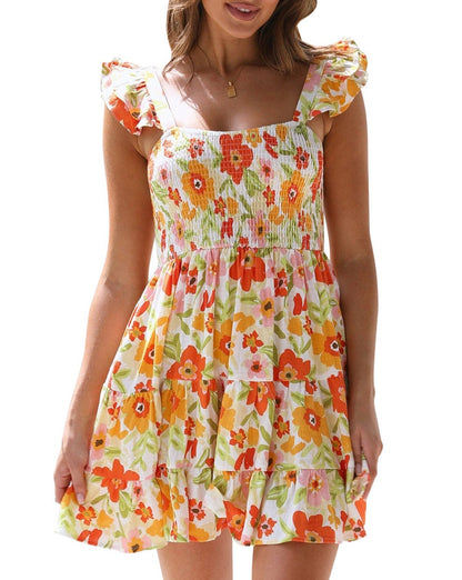 Floral Ruffle Sleeveless Mini Dress