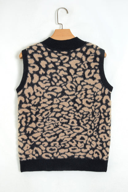 Leopard Sleeveless Regular Wash Knit Vest