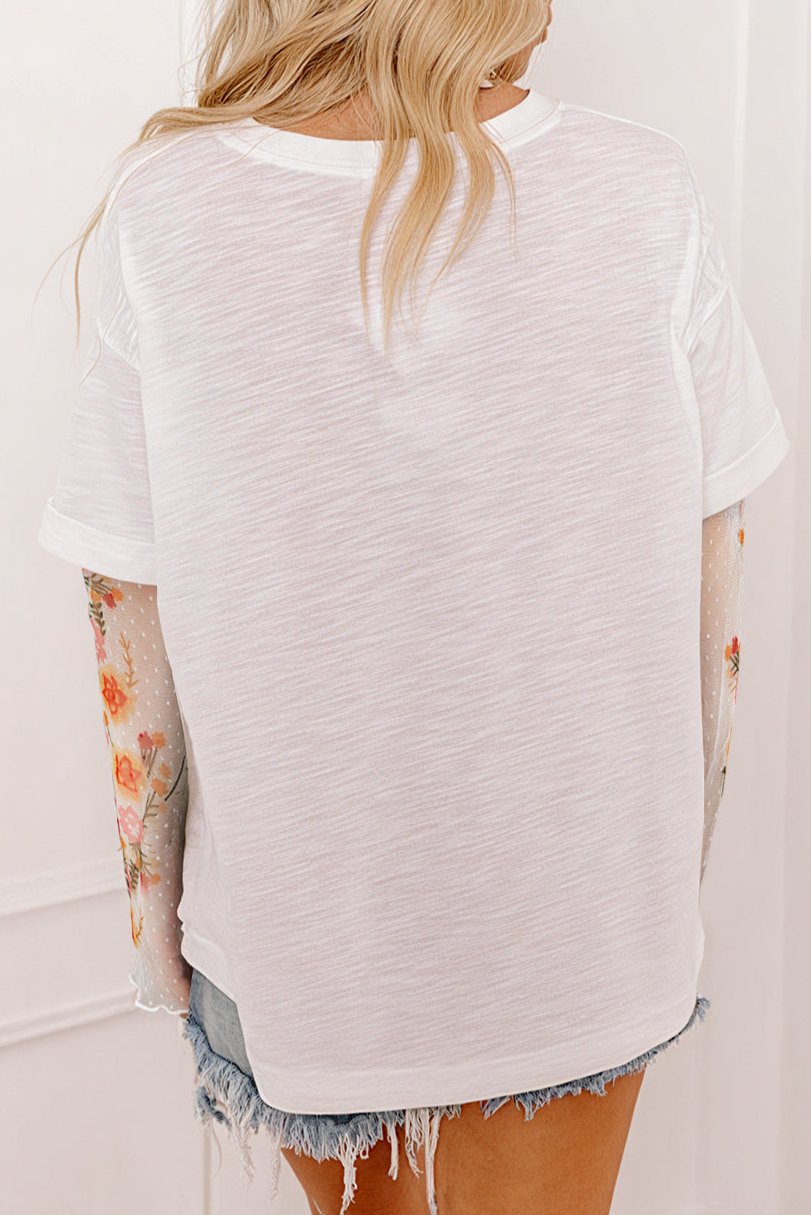 Floral Long Sleeve Patchwork Tee