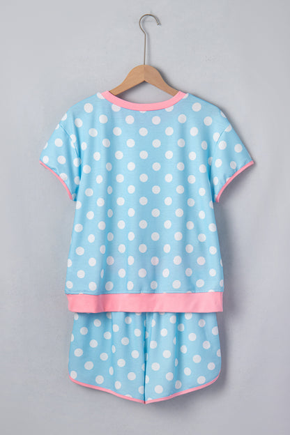 Polka Dot Contrast Trim Top & Short Set