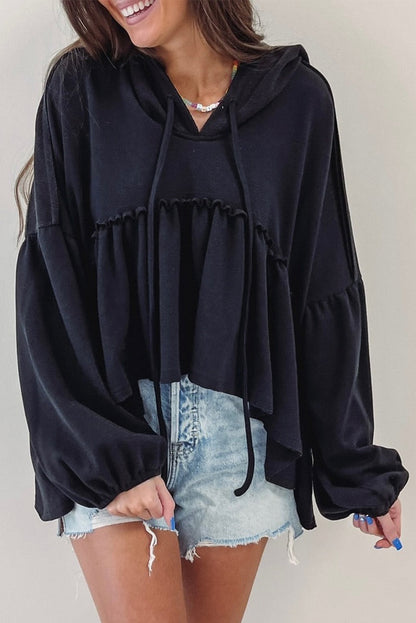 Ruffle Peplum Oversized Hoodie