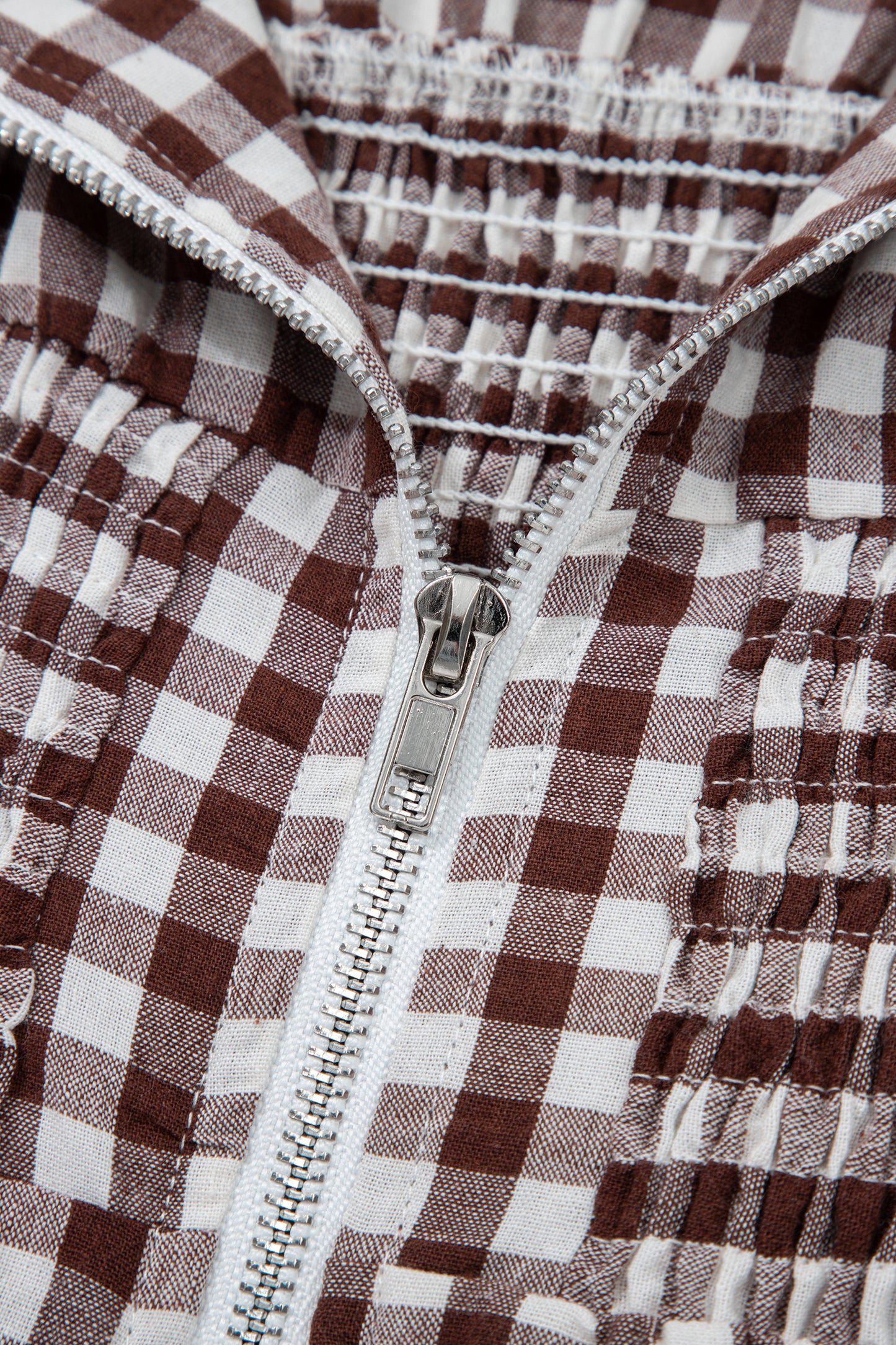Gingham Plaid Zipped Cinched Waist Maxi Dress