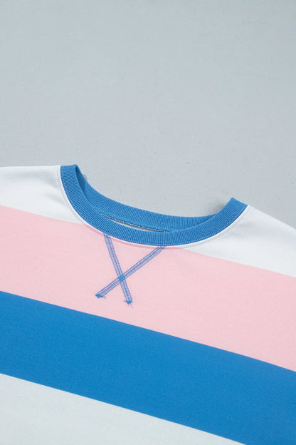 Stripe Colorblock Long Sleeve Oversized Top