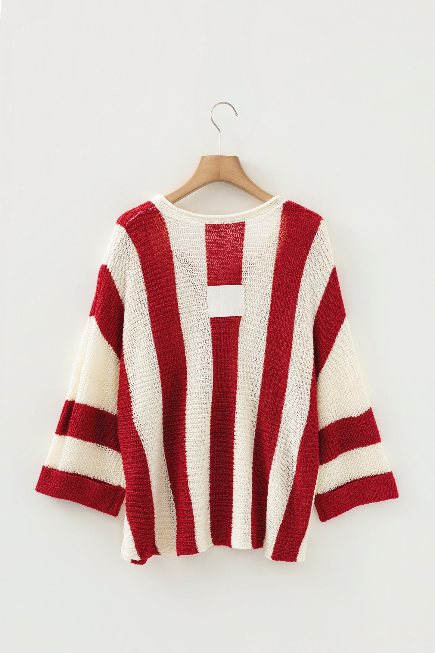 Colorblock Stripe V-Neck 3/4 Sleeve Sweater