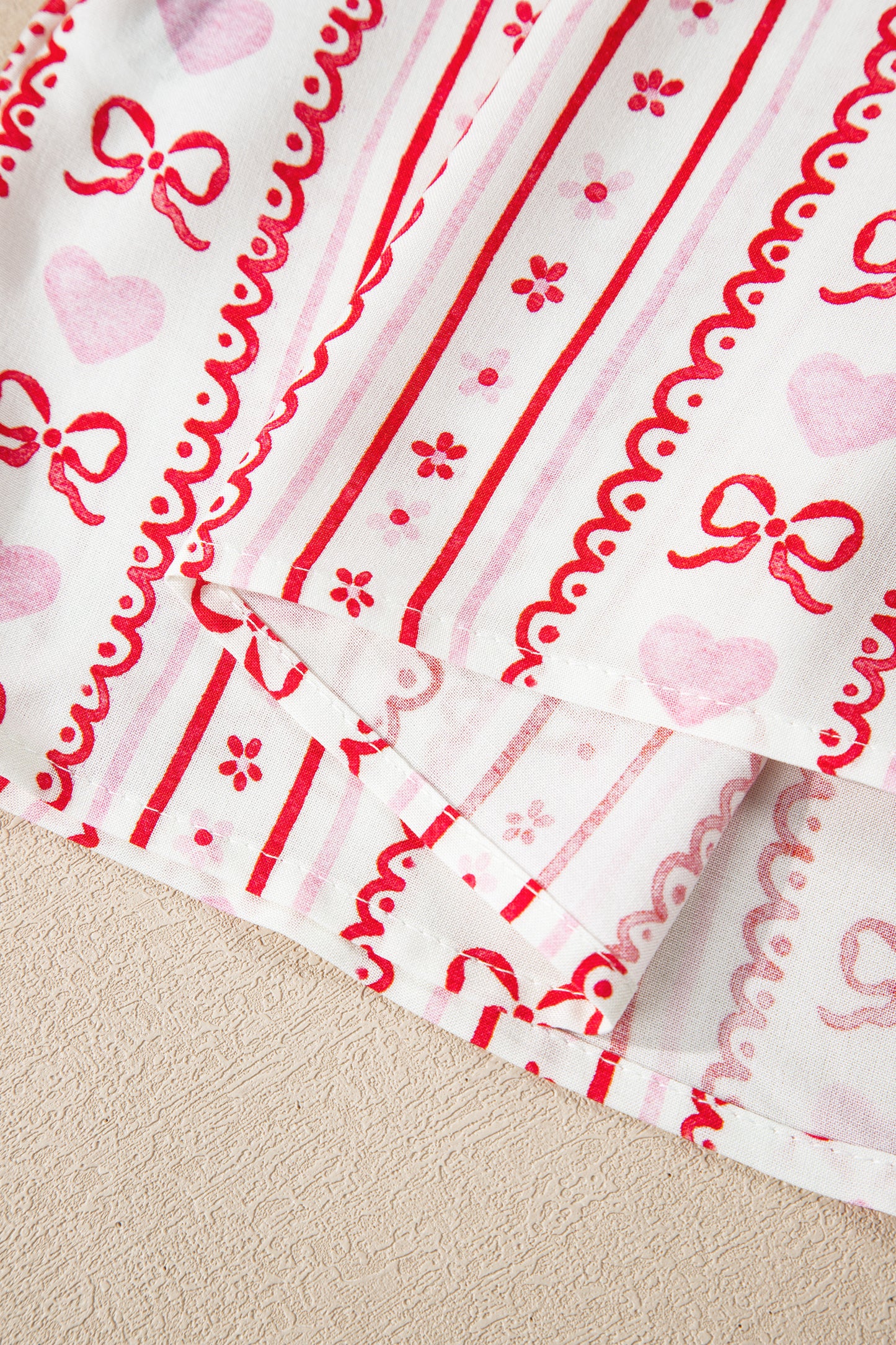 Bow Heart Top and Shorts Pajama Set