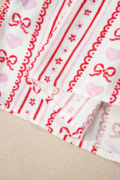 Bow Heart Top and Shorts Pajama Set