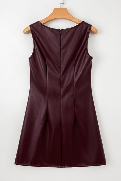 Vegan Leather Sleeveless Mini Dress
