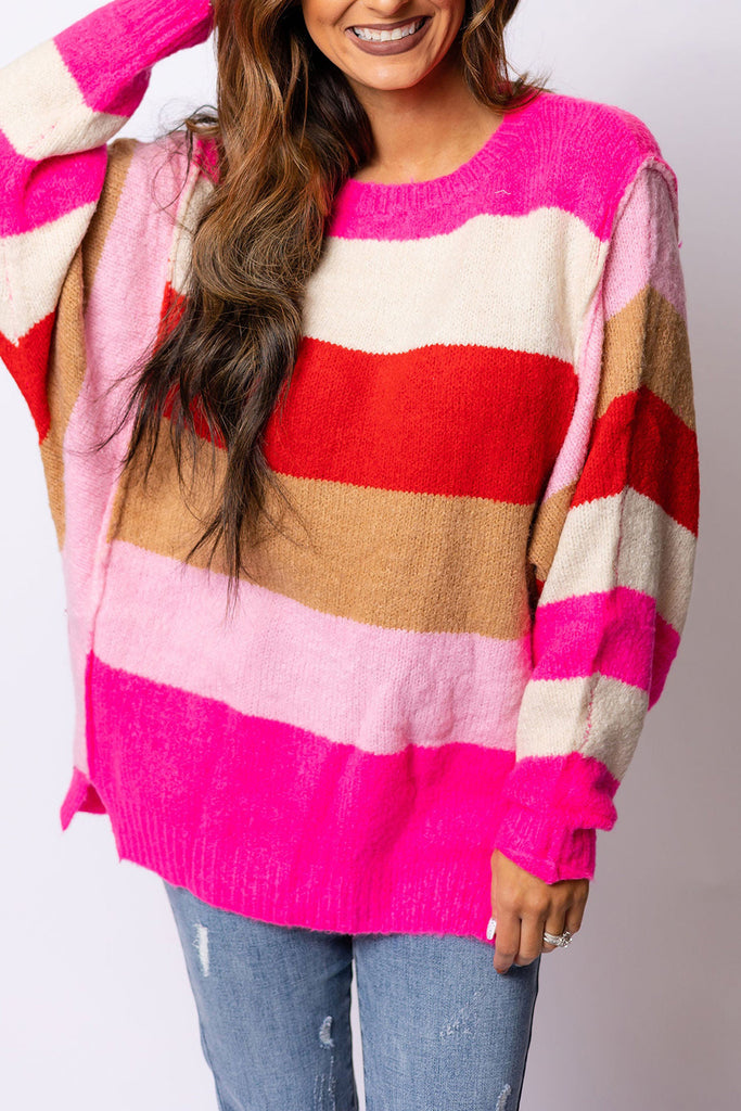 NEW! Colorful Stripes Soft Loose Fit Sweater