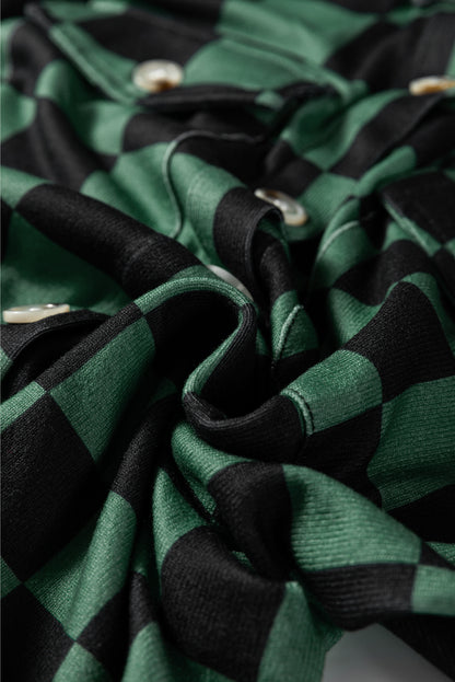 Checker Flap Pocket Button Front Shacket