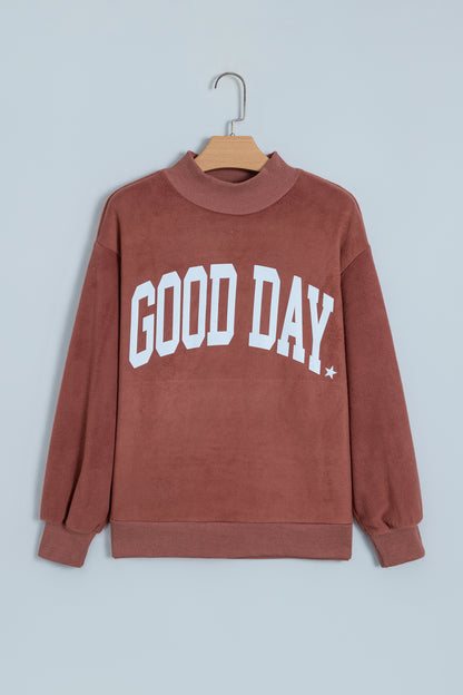Polka Dot/GOOD DAY Letter Print Reversible Sweatshirt