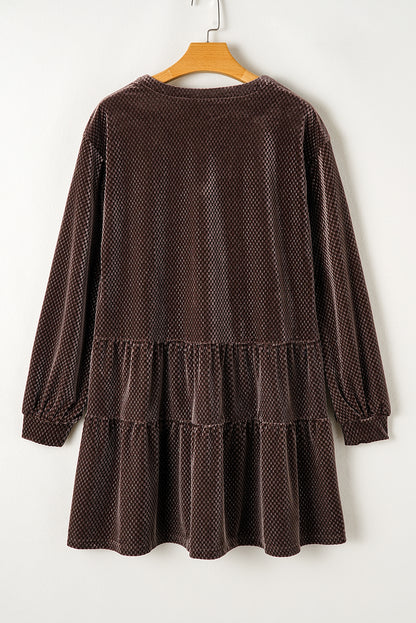 Textured Velvet V-Neck Tiered Dress