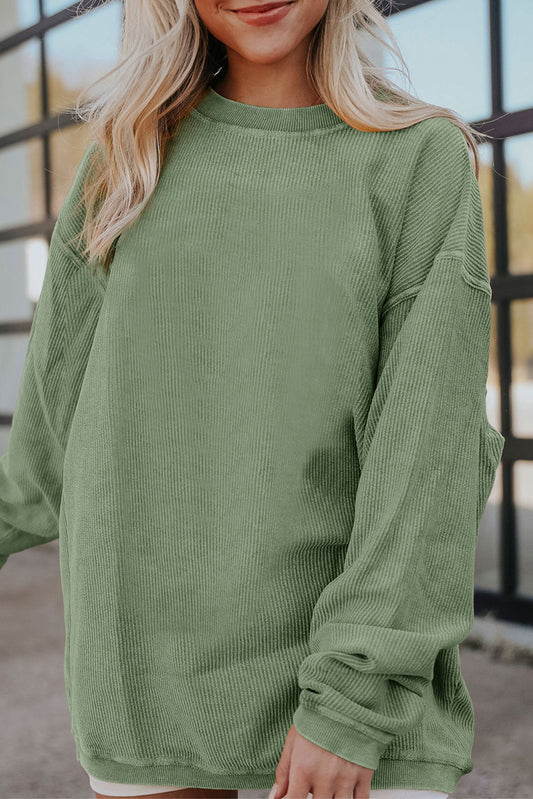 Ribbed Long Sleeve Oversized Sweatshirt