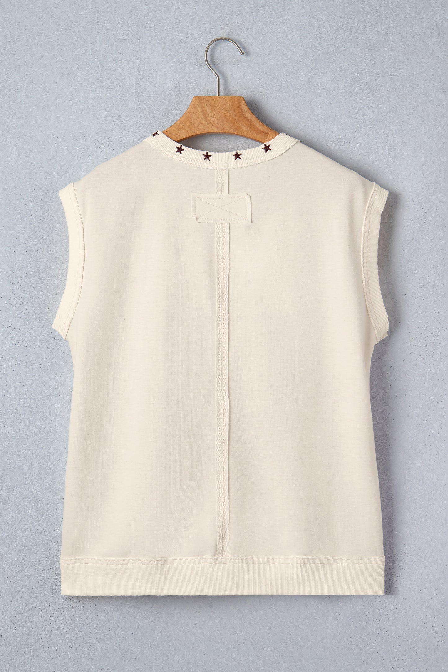 Embroidered Horseshoe Star Trim V-Neck Tank Top
