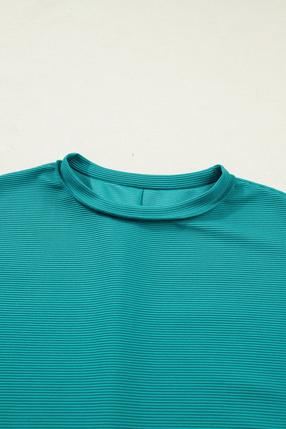 Ribbed Exposed Seam Drop Shoulder Pullover