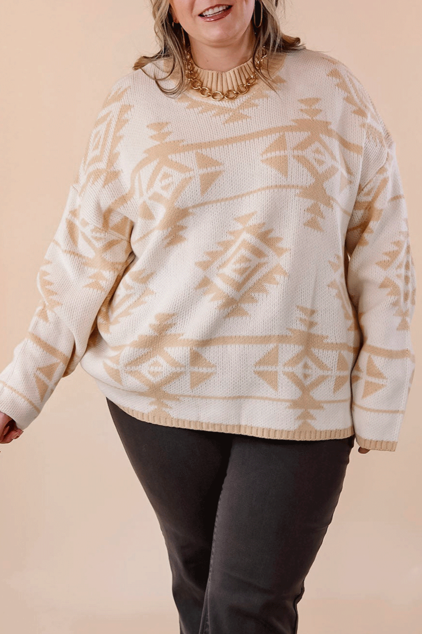 Western Aztec Sweater Plus Size