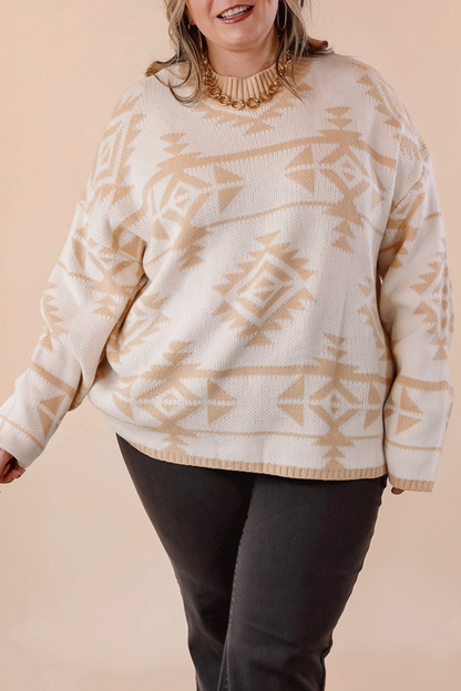 Western Aztec Sweater Plus Size