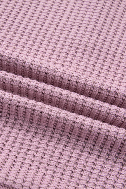 Solid Textured Knit Snap Button Collar Top