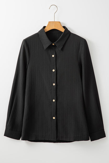 Solid Textured Button Front Shirt