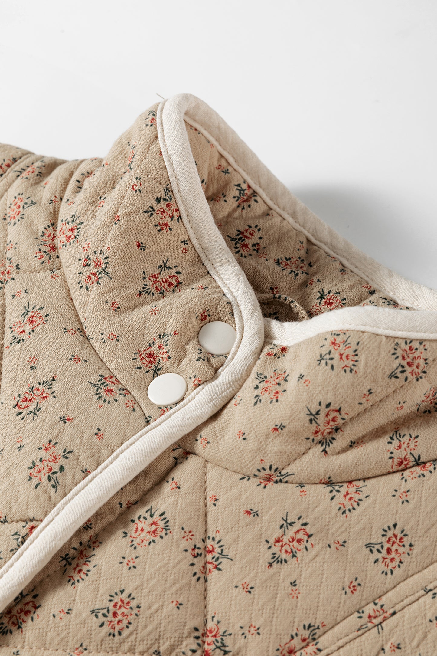 Floral Quilted Button Front Vest