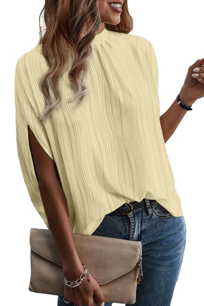 Wavy Texture Split Sleeve Blouse