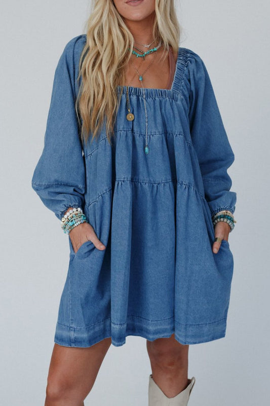 Denim Side Pocket Mini Dress