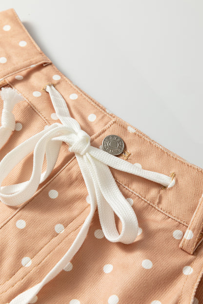 Polka Dot Drawstring High Waist Wide Leg Pants