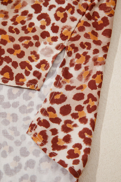 Leopard Contrast Trim Top and Pant Set