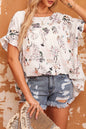 Floral Ruffle Short Sleeve Blouse