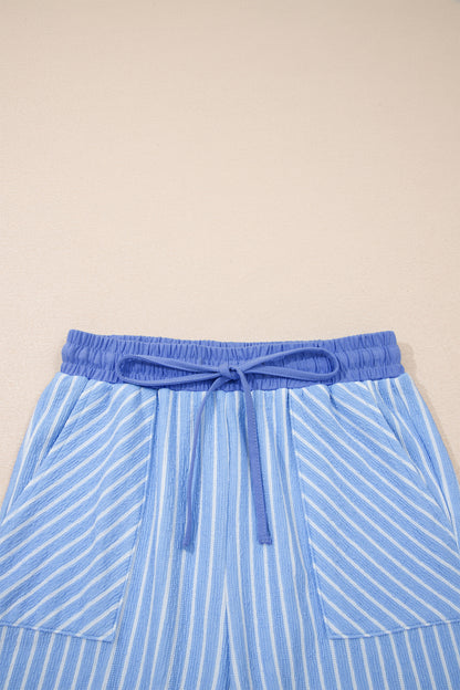 Stripe Crew Neck Tee & Drawstring Pants Set