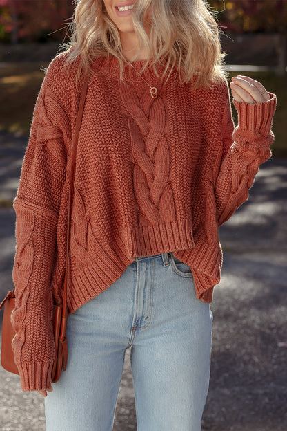 Textured Chunky Knit Long Sleeve Sweater