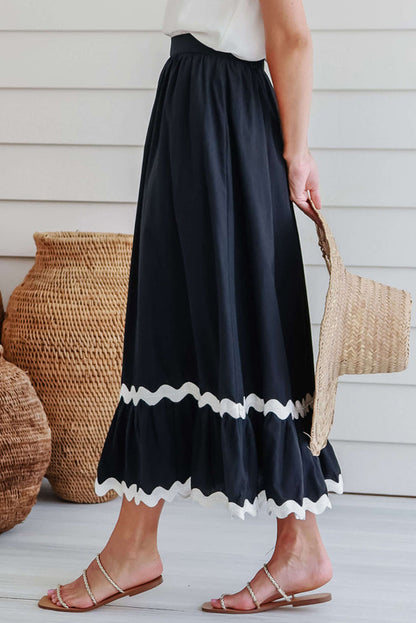 Ricrac Trim Midi Skirt