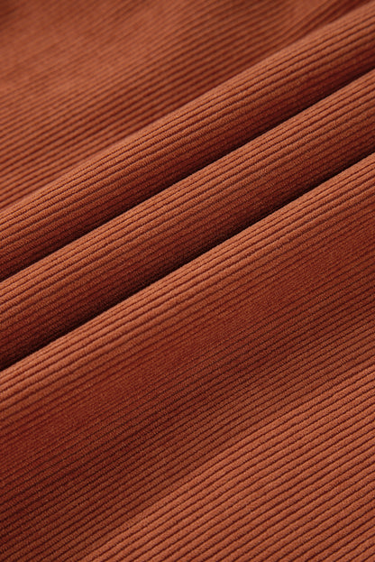 Solid Corduroy 3/4 Sleeve Snap Button Dress