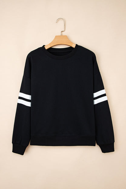 Varsity Stripe Drop Shoulder Oversized Sweatshirt