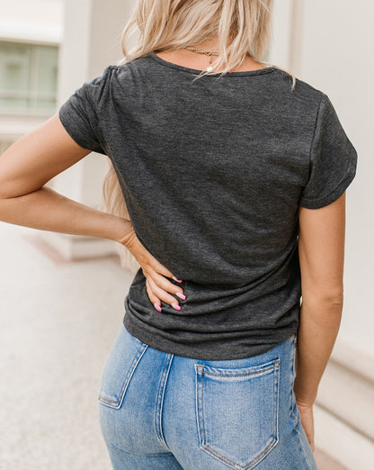 Lace Trim V-Neck Petal Sleeve Top