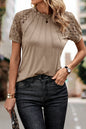 Lace Raglan Sleeve Pleated Tee