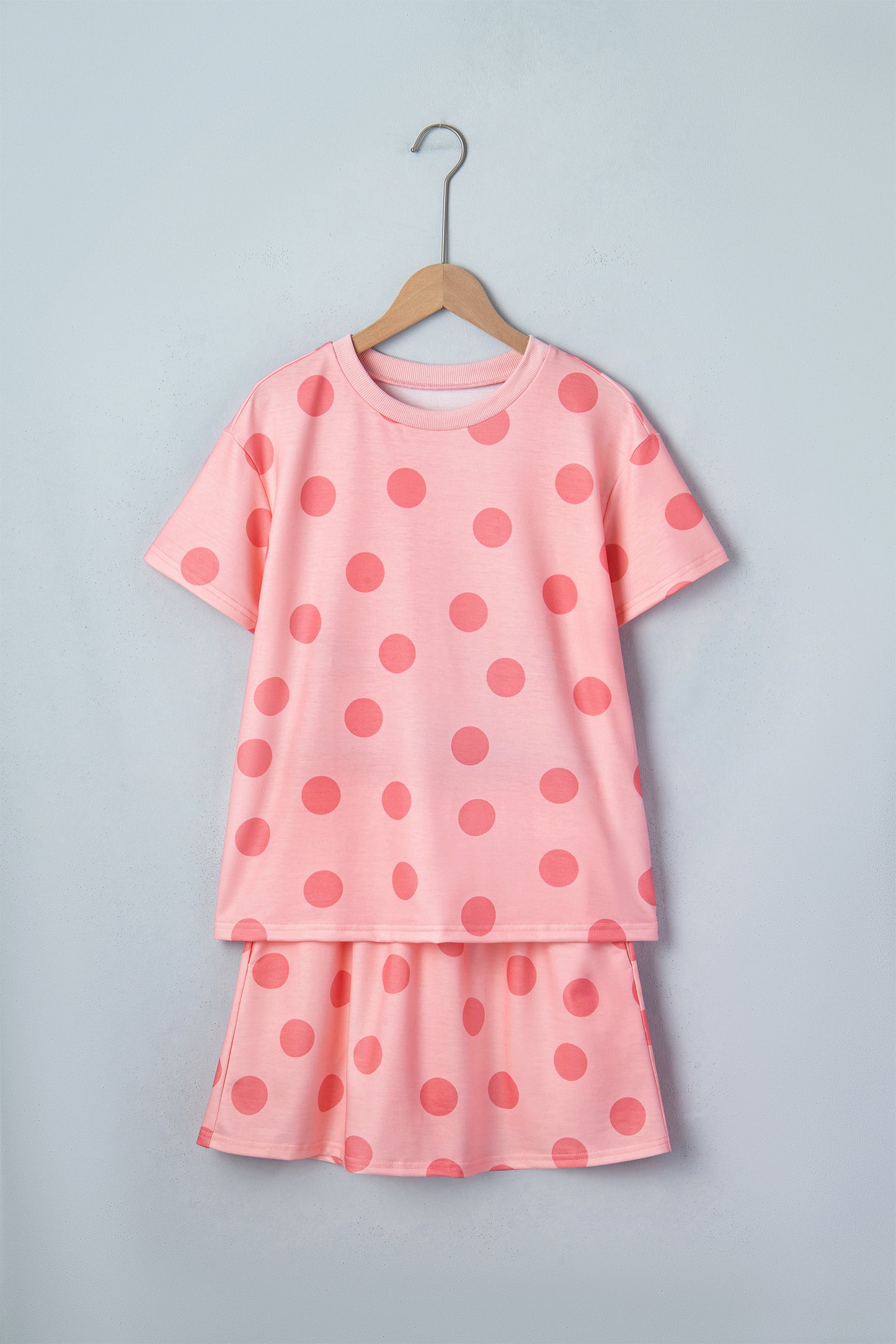 Polka Dot Short Sleeve Top & Mini Skort Set
