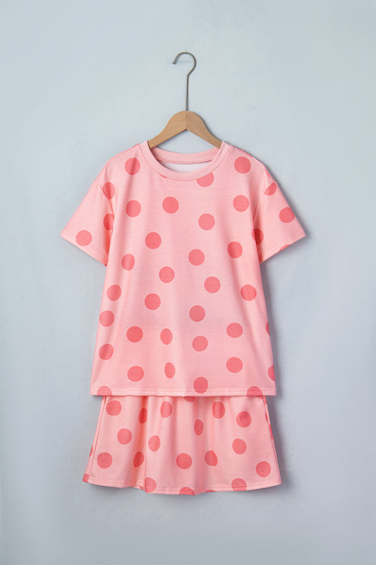 Polka Dot Short Sleeve Top & Mini Skort Set
