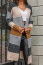 Colorblock Pocketed Duster Cardigan