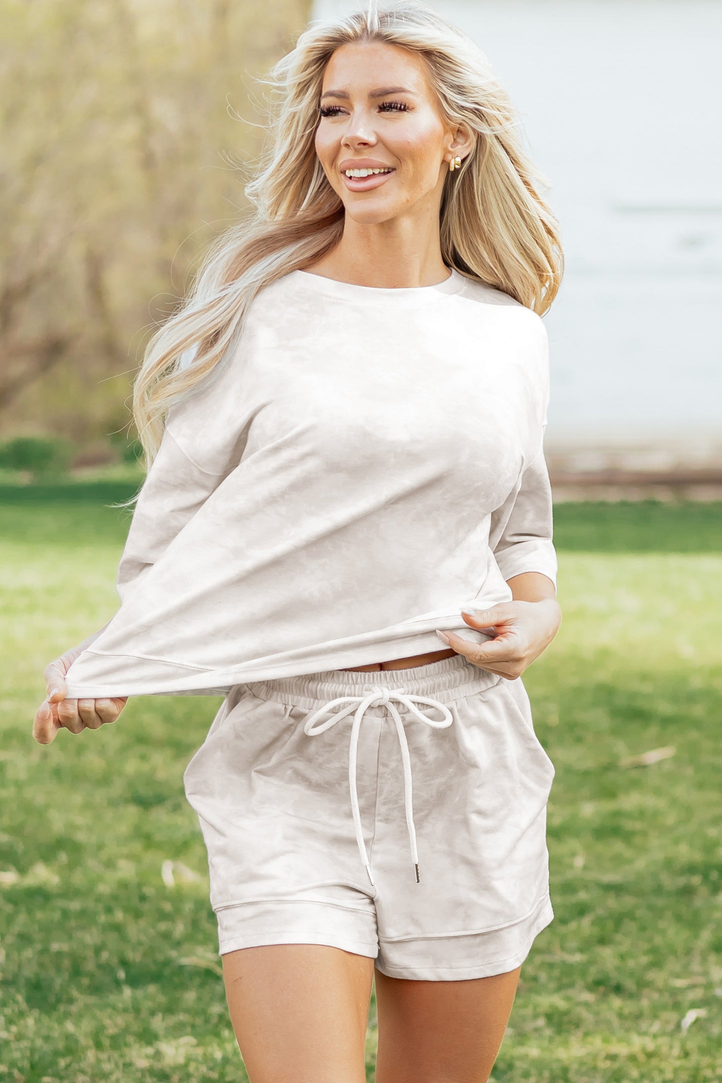 Tie Dye 3/4 Sleeve Top and Shorts Set