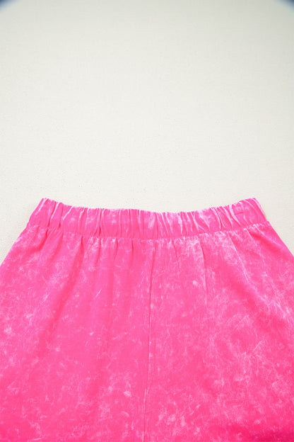 Mineral Wash Top & Drawstring Shorts Set