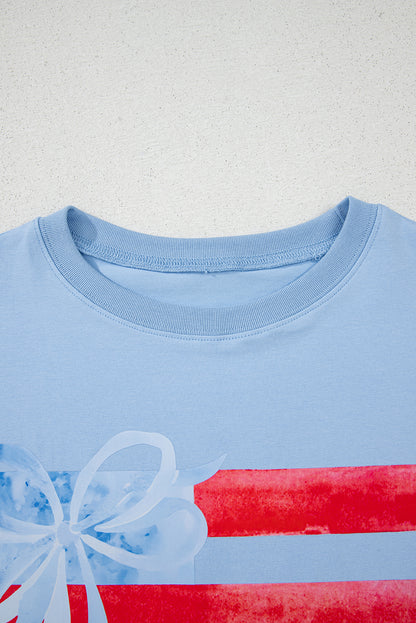USA Flag Bow Crewneck Graphic Tee