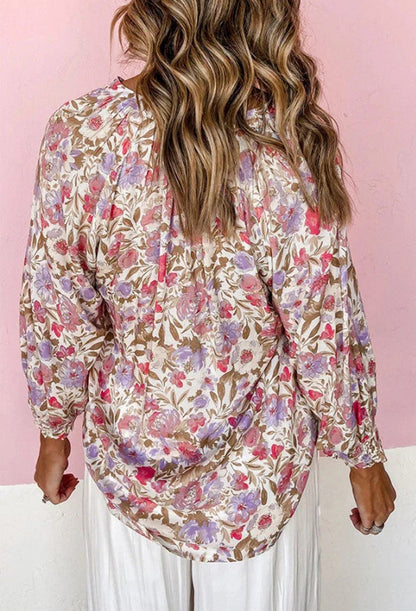 Floral Buttoned Puff Sleeve Shirt