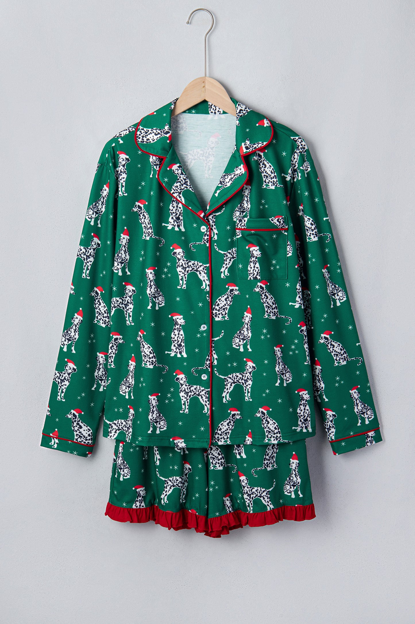 Christmas Dalmatian Top & Short Pajama Set