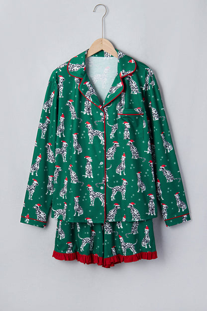 Christmas Dalmatian Top & Short Pajama Set