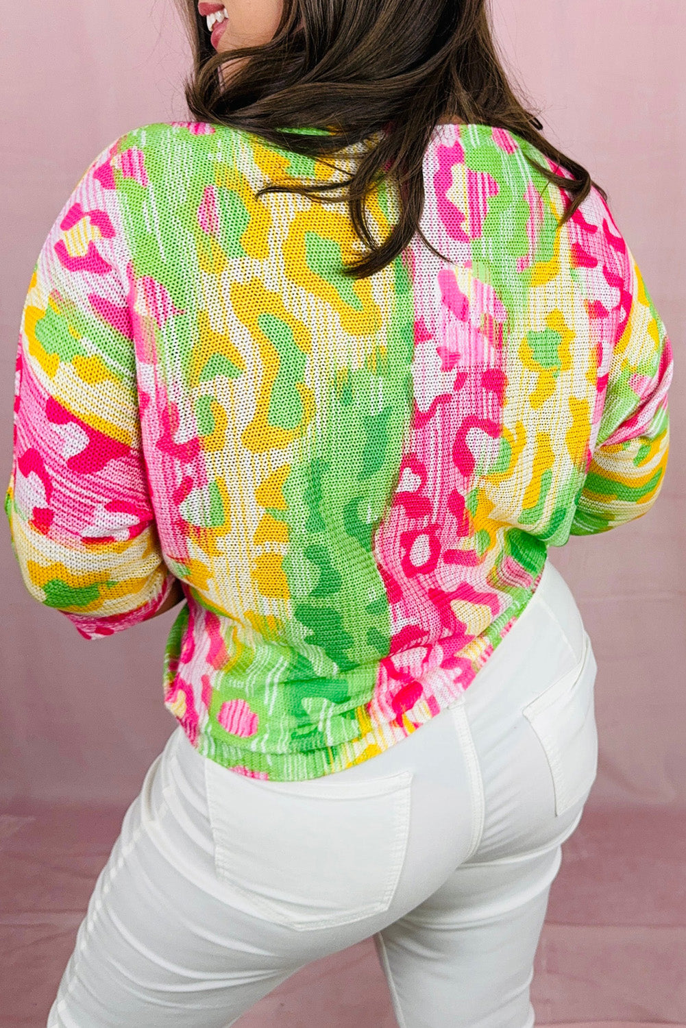 Colorblock Leopard Crewneck T-Shirt Plus Size