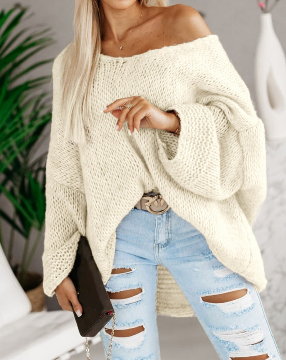 Loose Knit V-Neck Oversized Sweater