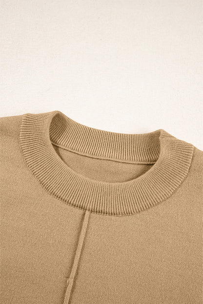 Solid Front Center Seam Drop Shoulder Sweater